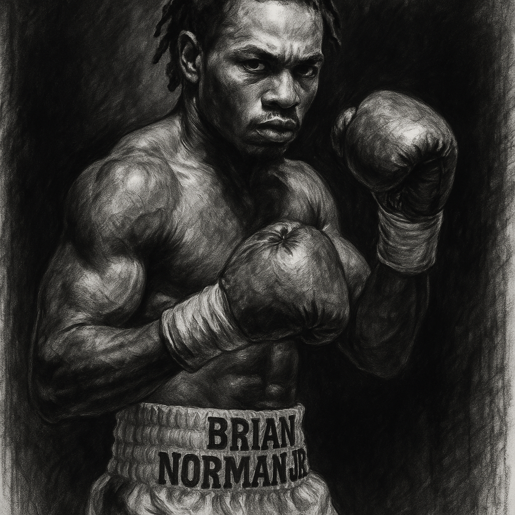 Brian Norman Jr charcoal portrait boxing pose