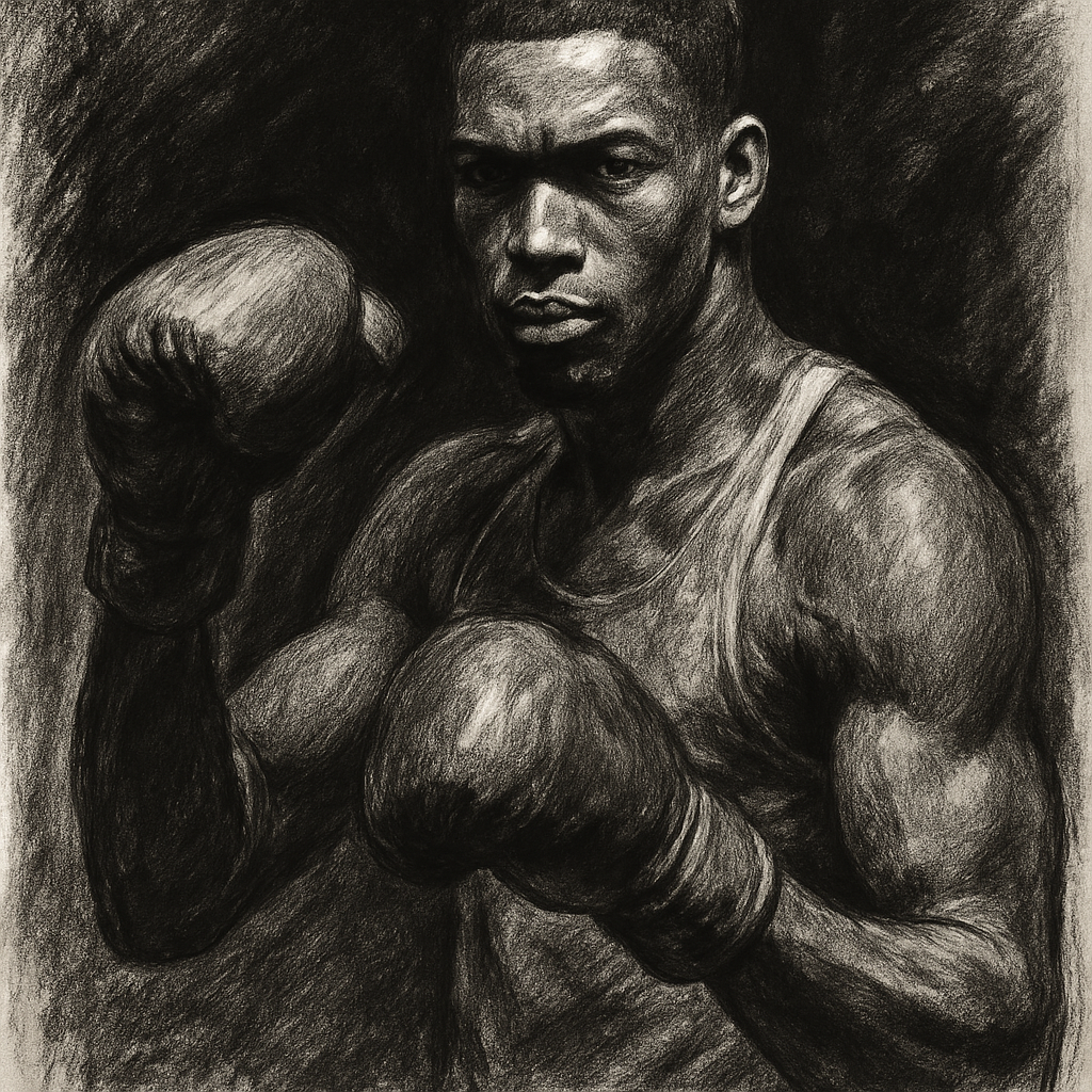 Atif Oberlton charcoal portrait light heavyweight Atlanta DAZN main event