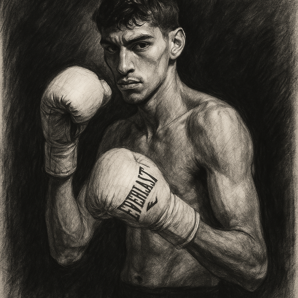 Fight Week: Pacheco vs Aleem charcoal portrait