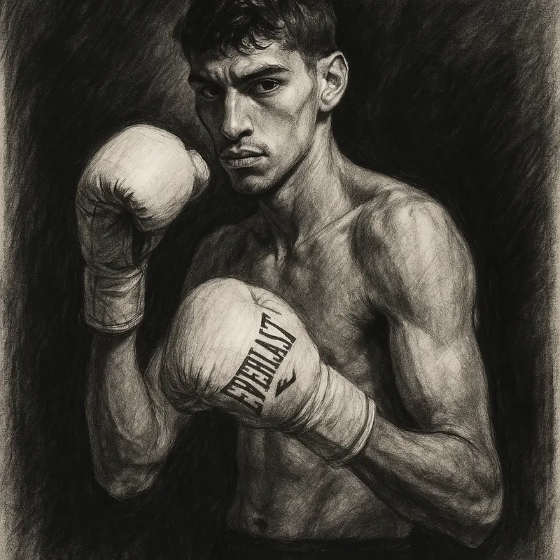 Fight Week: Pacheco vs Aleem charcoal portrait