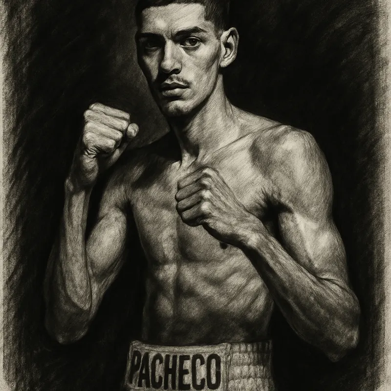 Pacheco vs Aleem One Week Out charcoal portrait