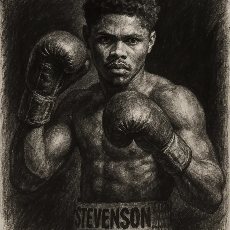 Shakur Stevenson charcoal portrait as Pacquiao fight talks continue for Cardiff