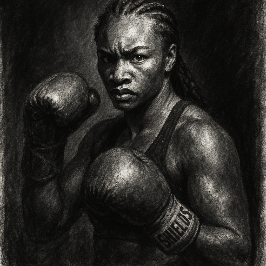 Claressa Shields charcoal portrait