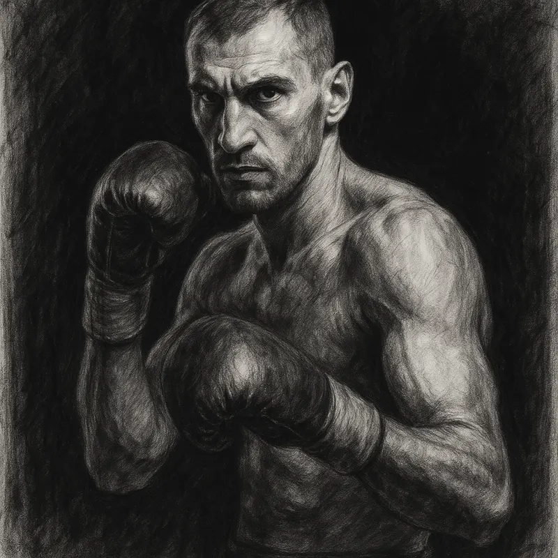 Radivoje Kalajdzic charcoal portrait after his win over Craig Richards