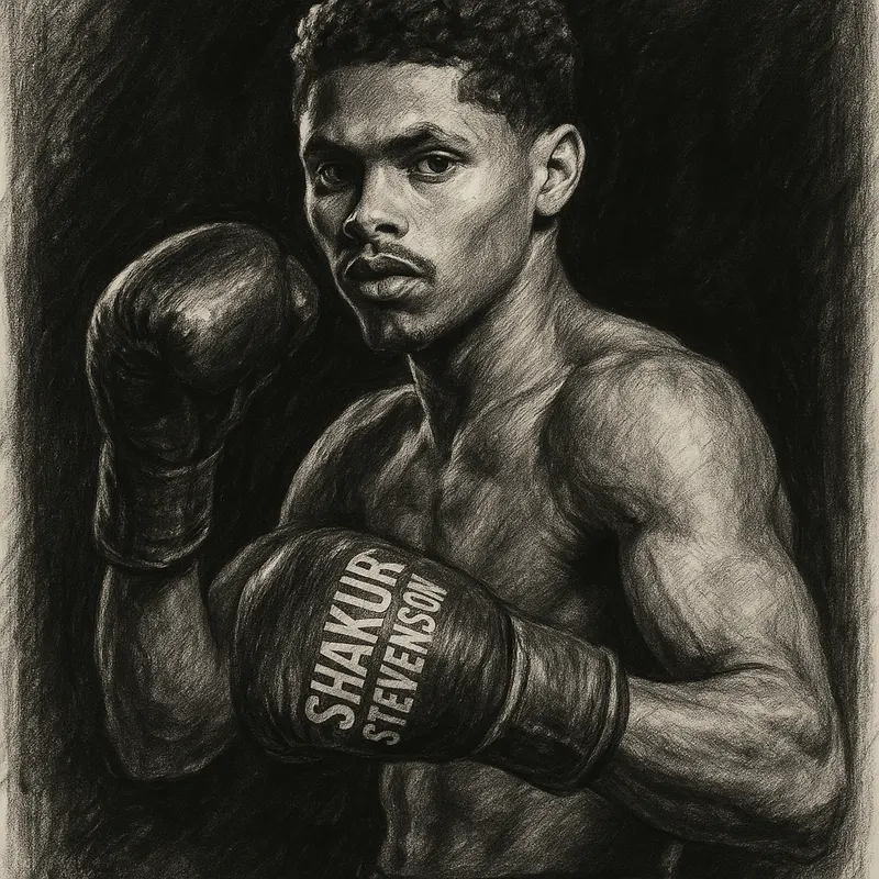 Shakur Stevenson Signs With Zuffa charcoal portrait