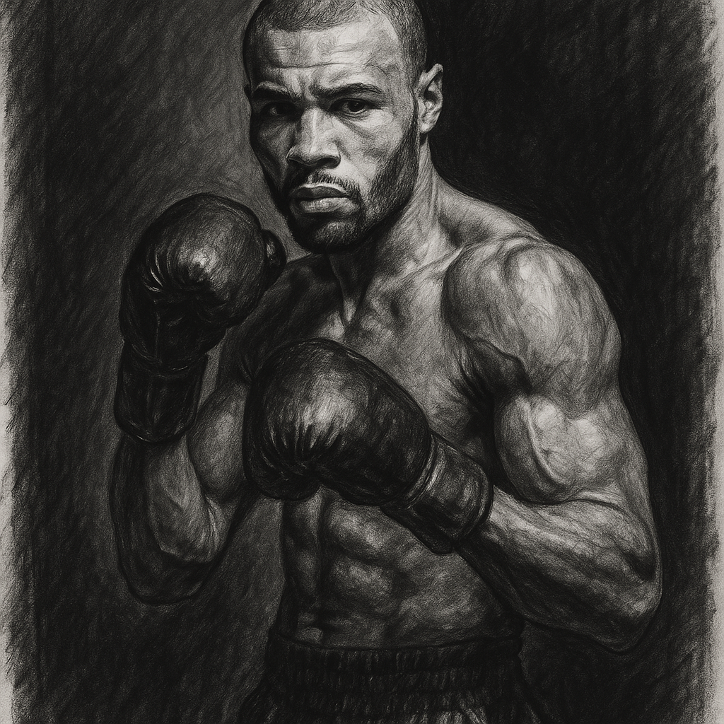 Chris Eubank Jr charcoal portrait boxing pose