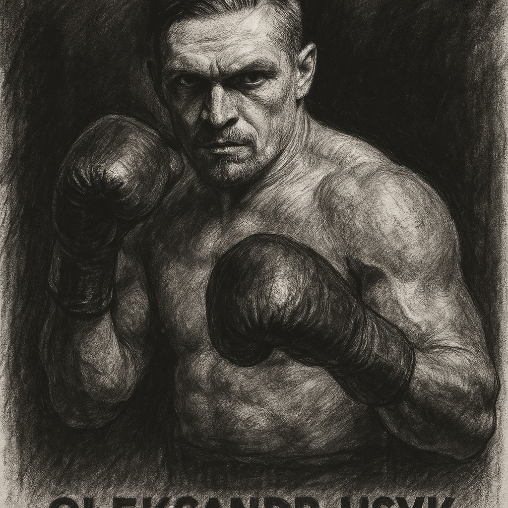 Oleksandr Usyk, charcoal portrait