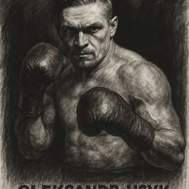 Oleksandr Usyk, charcoal portrait