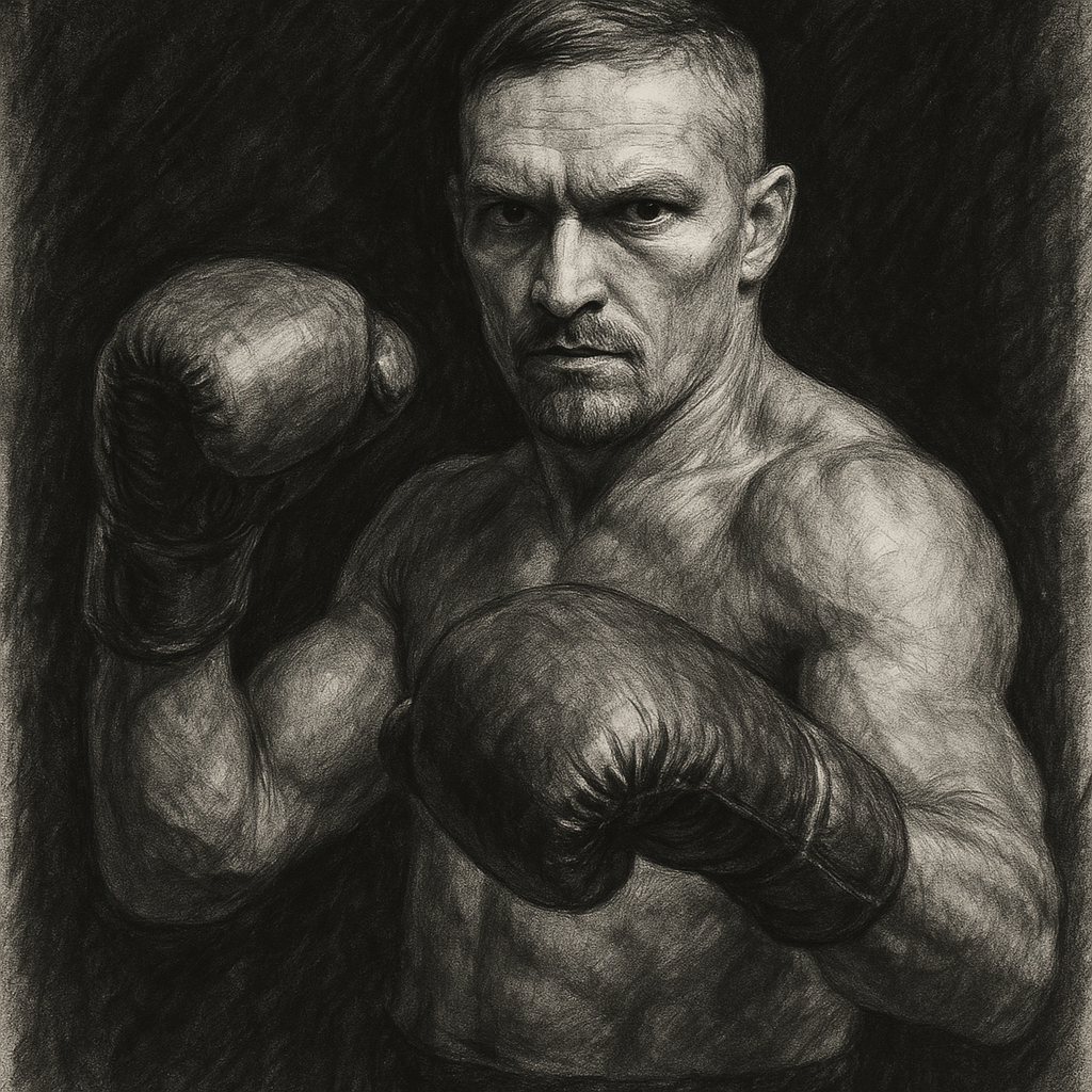 Oleksandr Usyk charcoal portrait Pyramids Giza Verhoeven preview 13 days