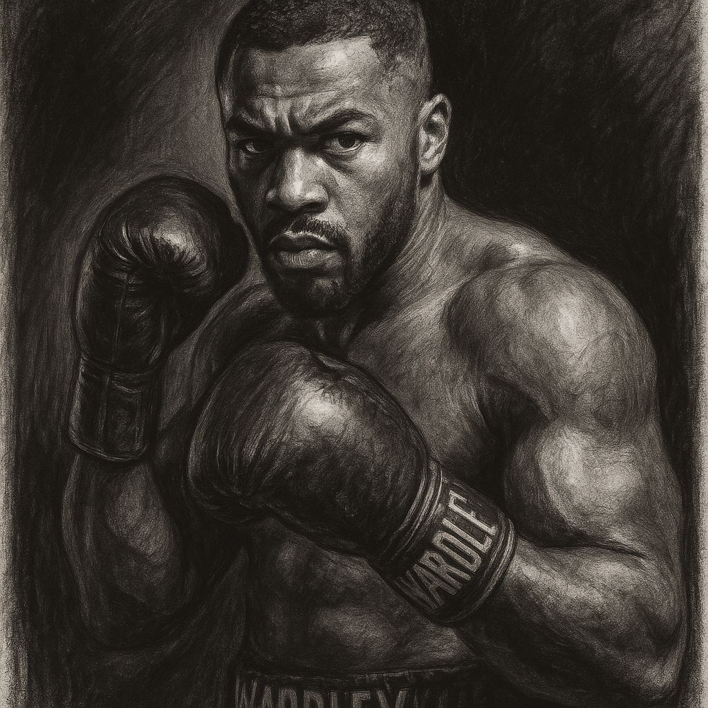 Fabio Wardley charcoal portrait fight week chin test