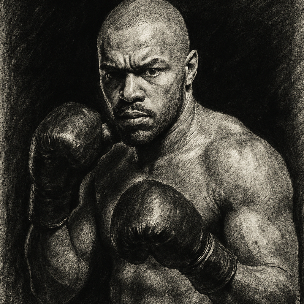 Fabio Wardley charcoal portrait fight day Co-op Live Manchester WBO heavyweight champion