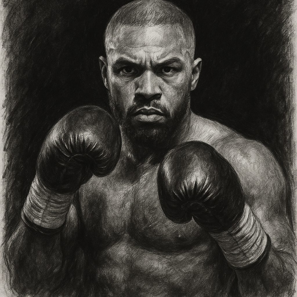Fabio Wardley charcoal portrait WBO heavyweight champion fight day Manchester