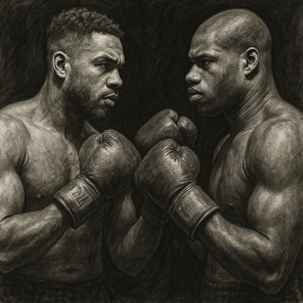 Wardley v Dubois talking done final call charcoal portrait