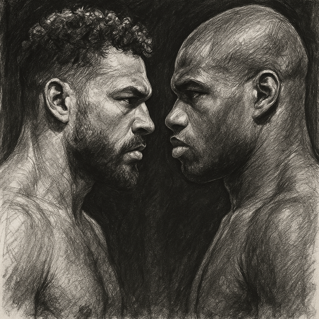 Wardley v Dubois Thursday final presser charcoal portrait