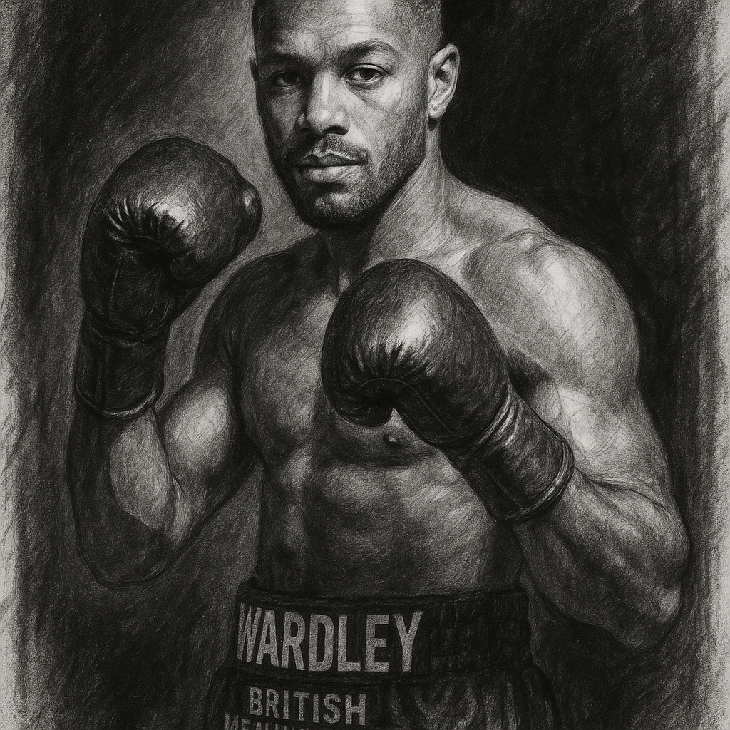 Fabio Wardley charcoal portrait championship pose