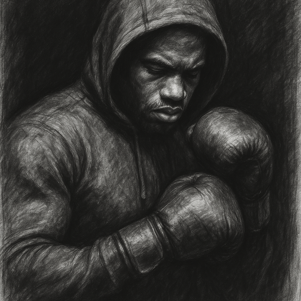 Daniel Dubois charcoal portrait gym focus fight week