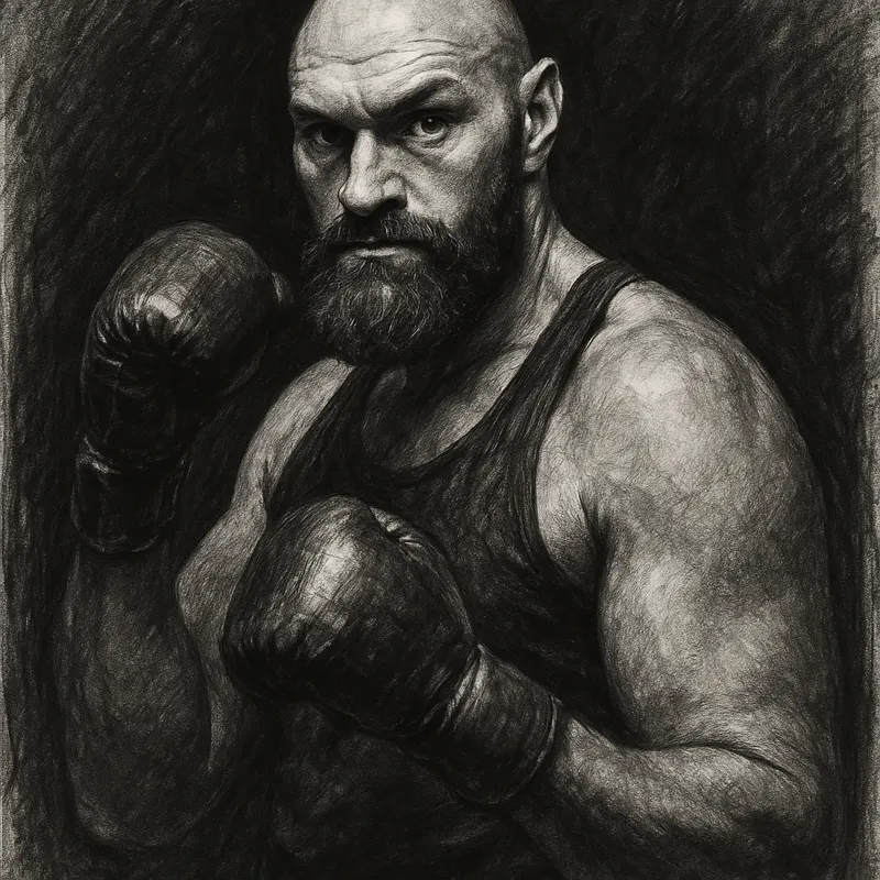 Tyson Fury charcoal portrait