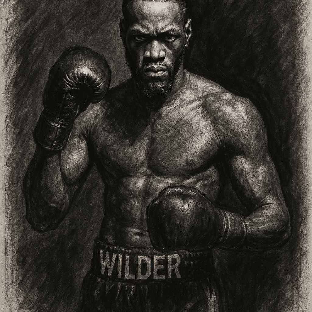 Wilder's Camp Says Yes To Usyk charcoal portrait