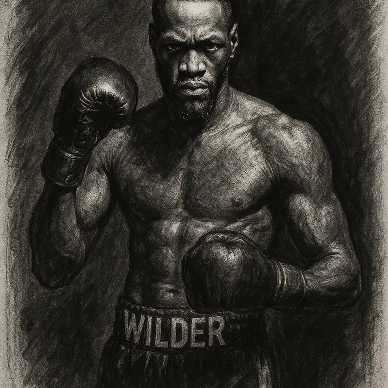 Wilder's Camp Says Yes To Usyk charcoal portrait