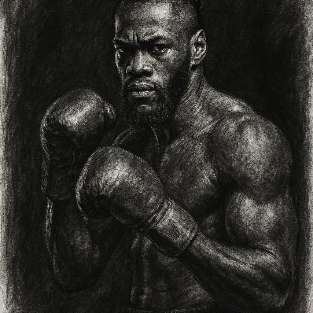 Deontay Wilder charcoal portrait post-Chisora