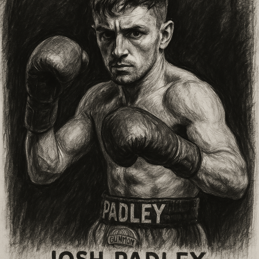 Josh Padley charcoal portrait boxing pose