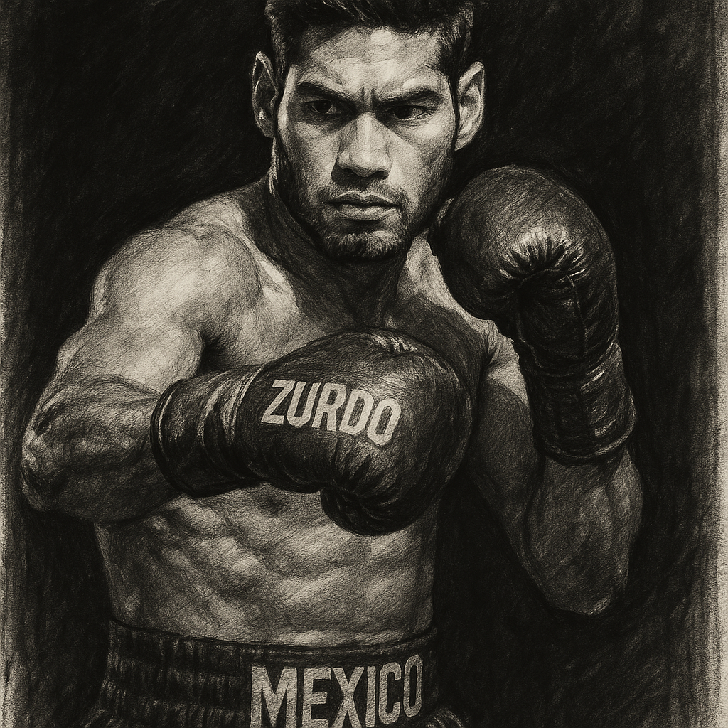 Gilberto Zurdo Ramirez charcoal portrait Mexican boxer cruiserweight
