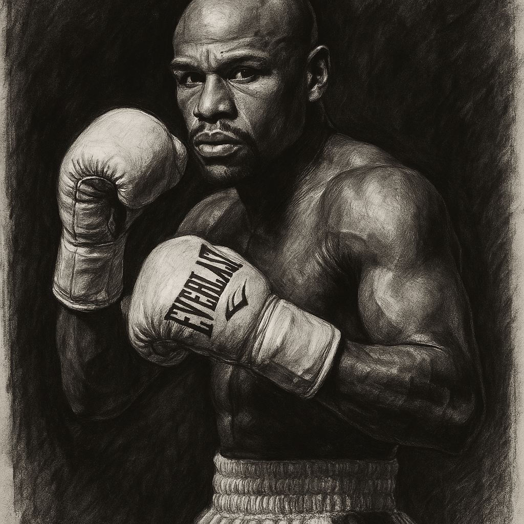 Floyd Mayweather Jr charcoal portrait
