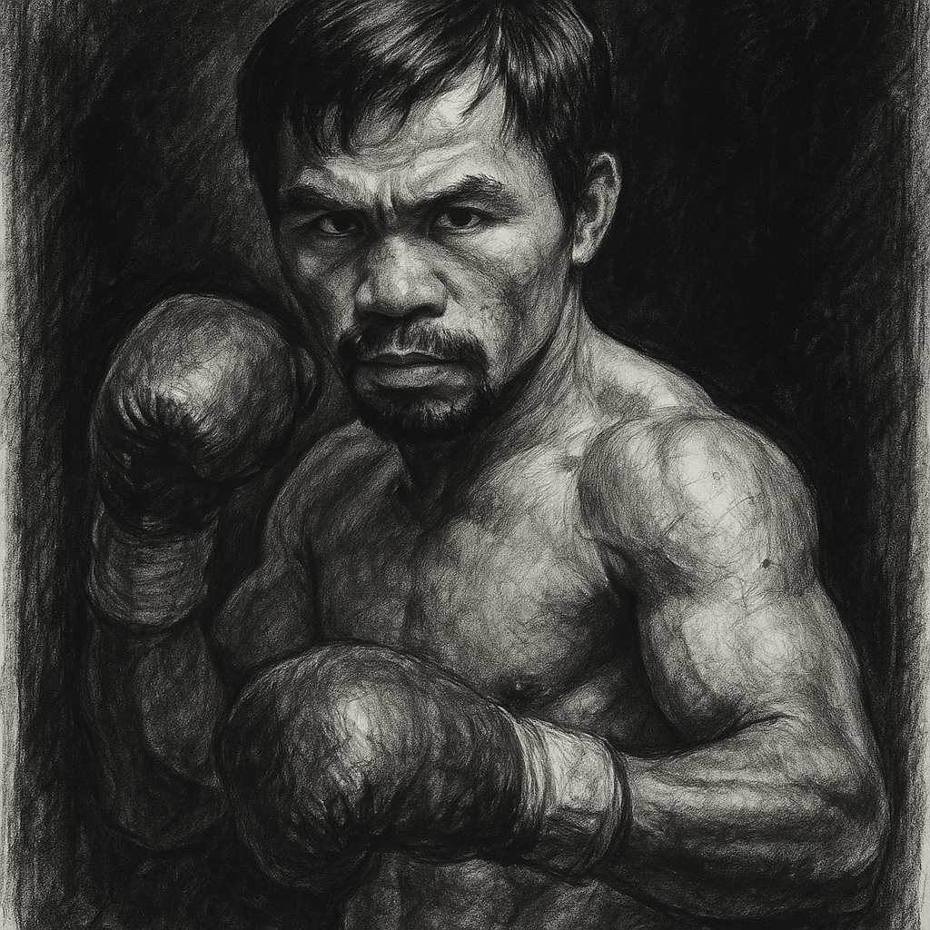 Manny Pacquiao charcoal portrait