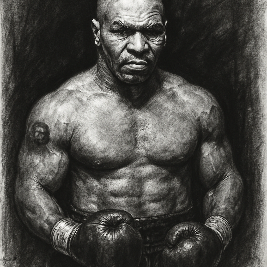 Mike Tyson Iron Mike charcoal portrait